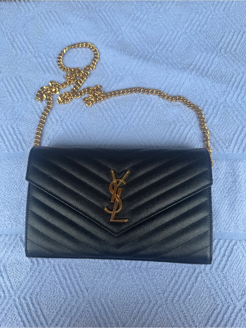 Saint Laurent Black Quilted Leather Chain Shoulder Bag with Gold Hardware